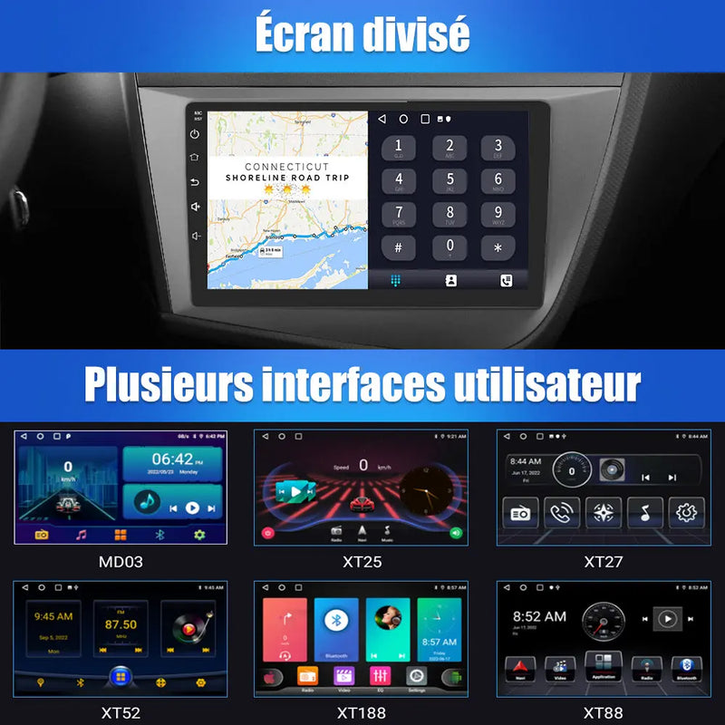 Radio Android Pour Seat Leon MK2 2005-2012 Carplay intégré/Android Auto SWC BT AM/FM AWESAFE