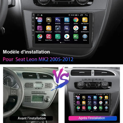 Radio Android Pour Seat Leon MK2 2005-2012 Carplay intégré/Android Auto SWC BT AM/FM AWESAFE