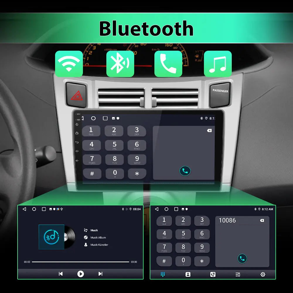 Radio Android Pour Toyota Yaris (2005-2011) Carplay intégré/Android Auto SWC BT AM/FM AWESAFE