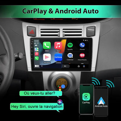 Radio Android Pour Toyota Yaris (2005-2011) Carplay intégré/Android Auto SWC BT AM/FM AWESAFE