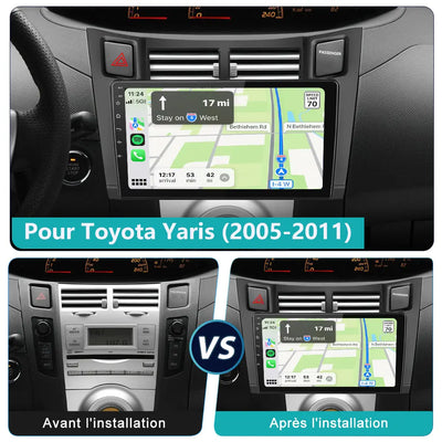 Radio Android Pour Toyota Yaris(2005-2011) Carplay intégré/Android Auto SWC BT AM/FM AWESAFE