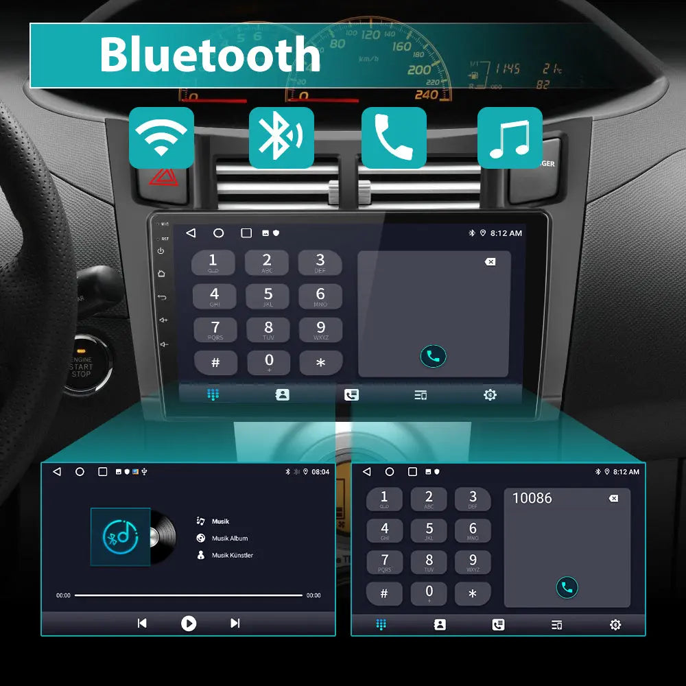 Radio Android Pour Toyota Yaris(2005-2011) Carplay intégré/Android Auto SWC BT AM/FM AWESAFE