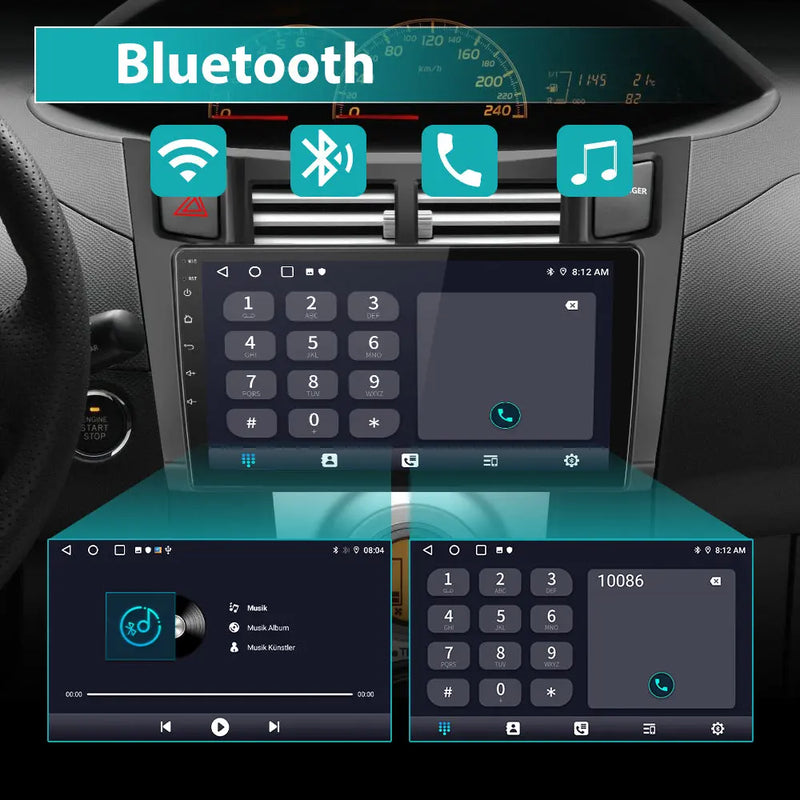 Radio Android Pour Toyota Yaris(2005-2011) Carplay intégré/Android Auto SWC BT AM/FM AWESAFE