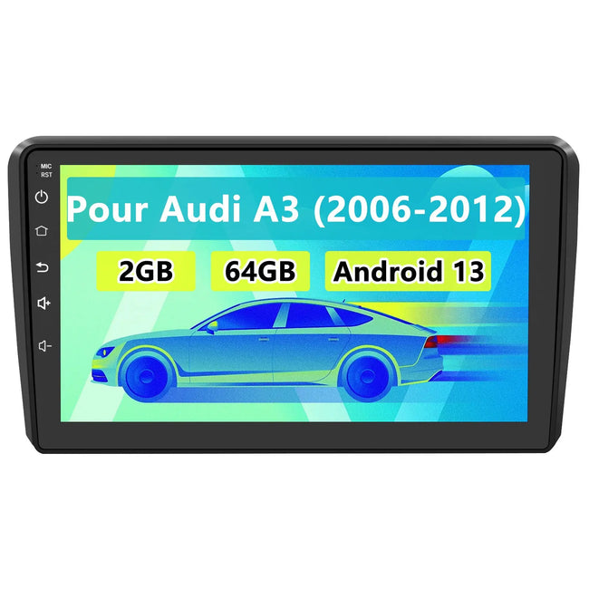 Radio Android Pour Audi A3 (2006-2012) Carplay intégré/Android Auto SWC BT AM/FM AWESAFE