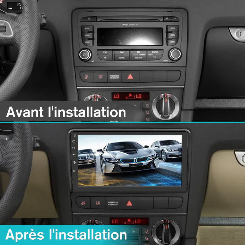 Radio Android Pour Audi A3 (2006-2012) Carplay intégré/Android Auto SWC BT AM/FM AWESAFE