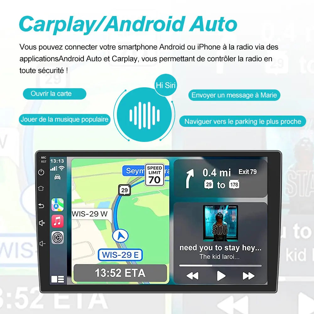 Radio Android Pour Audi A3 (2006-2012) Carplay intégré/Android Auto SWC BT AM/FM AWESAFE