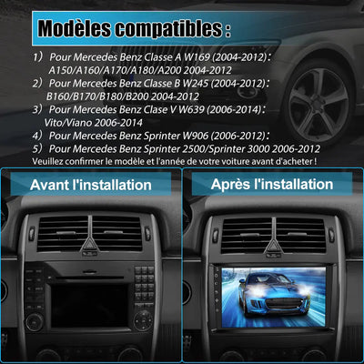 Radio Android Pour Benz intégrée Carplay/Android Auto SWC BT AM/FM AWESAFE