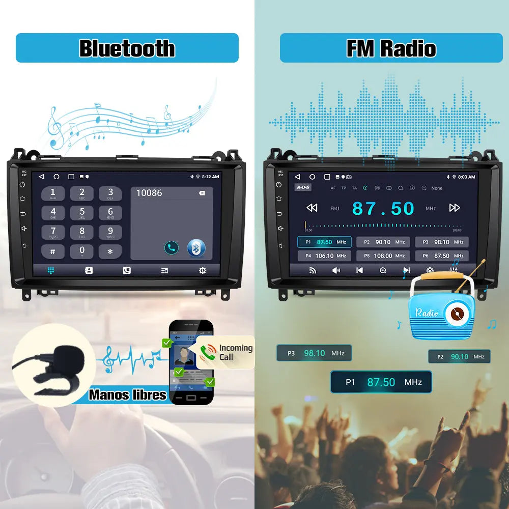 Radio Android Pour Benz intégrée Carplay/Android Auto SWC BT AM/FM AWESAFE