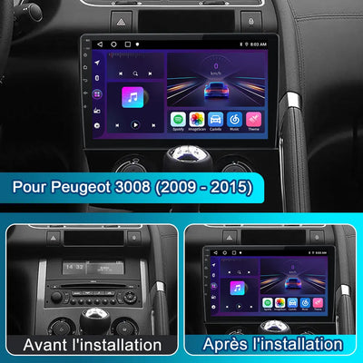 Radio Android Pour Peugeot 3008 (2009-2015) Carplay intégré/Android Auto SWC BT AM/FM AWESAFE