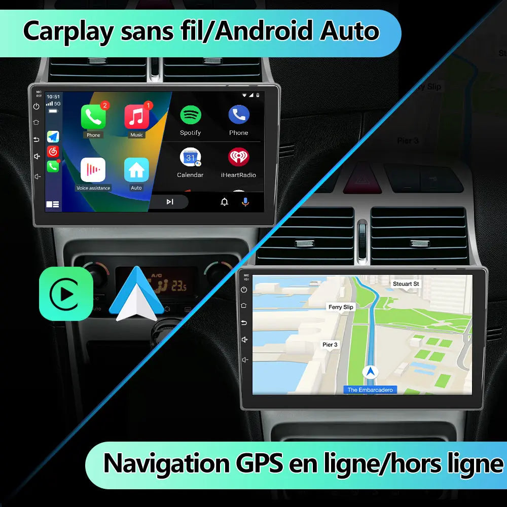 Radio Android Pour Peugeot 307 SW Cc 2002-2013 Carplay intégré/Android Auto SWC BT AM/FM AWESAFE