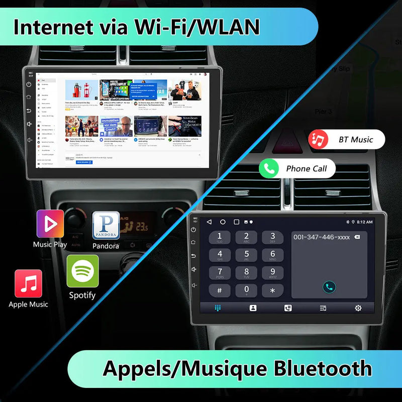 Radio Android Pour Peugeot 307 SW Cc 2002-2013 Carplay intégré/Android Auto SWC BT AM/FM AWESAFE