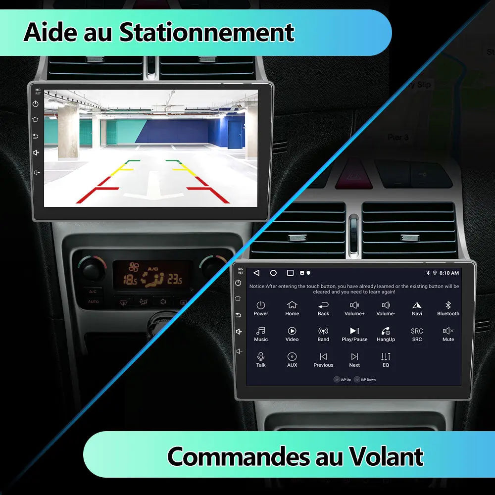 Radio Android Pour Peugeot 307 SW Cc 2002-2013 Carplay intégré/Android Auto SWC BT AM/FM AWESAFE