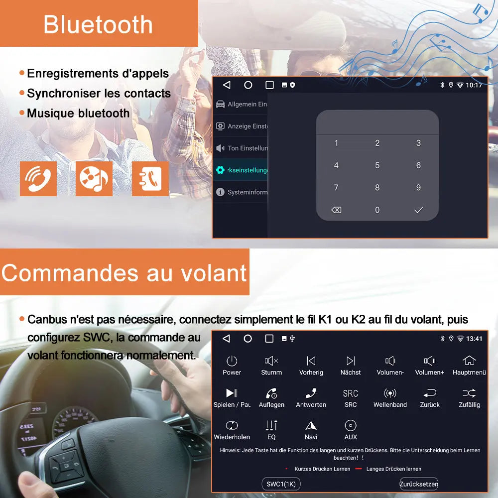 Android Radio Pour Berlingo B9 Peugeot Partner (2008-2019) Construit en Carplay/Android Auto SWC BT AM/FM AWESAFE