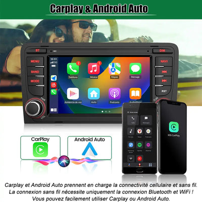 Radio Android Pour Audi A3/S3/RS3 2006-2012 Carplay intégré/Android Auto SWC BT AM/FM AWESAFE