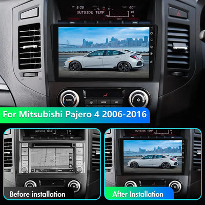 AWESAFE Car Stereo For Mitsubishi Pajero 2006-2016 with 9 inch Touch Screen Android 12.0 2GB+32GB Car Radio Auto Radio with Carplay/Android Auto/Bluetooth/GPS/FM Support Steering Wheel Controls Parking assist AWESAFE