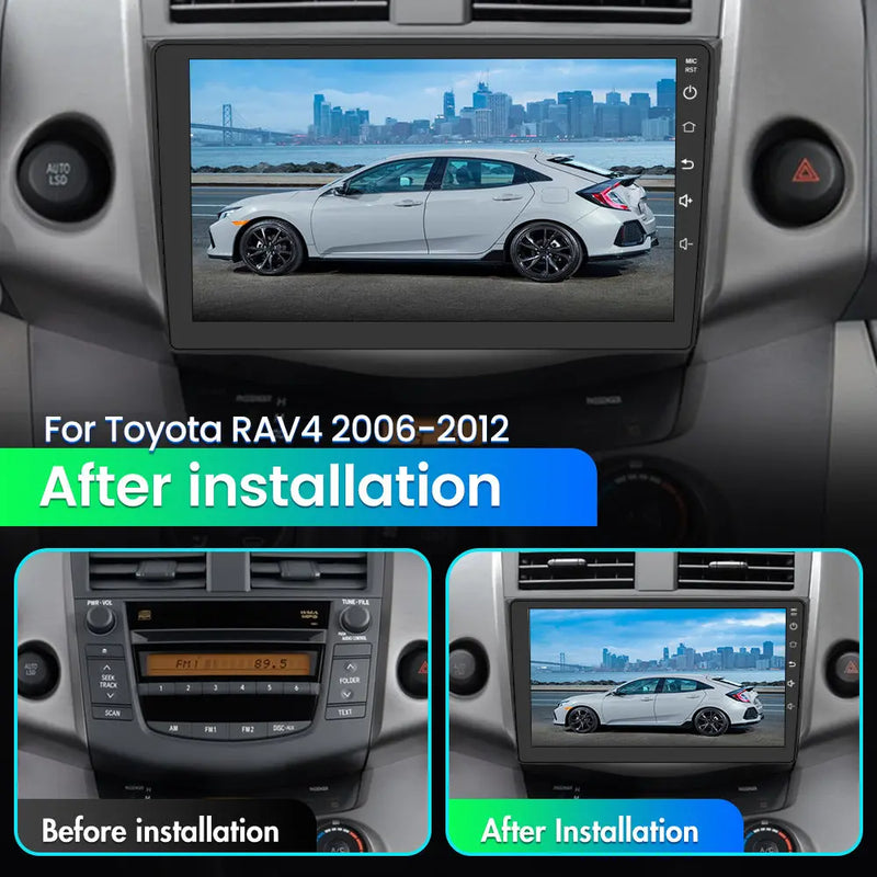 AWESAFE Car Stereo for Toyota RAV4 2006-2012 with 9 inch Touch Screen Android 12.0 2GB+32GB Car Radio Auto Radio with Carplay/Android Auto/Bluetooth/GPS/FM Support Steering Wheel Controls and Parking Assist AWESAFE