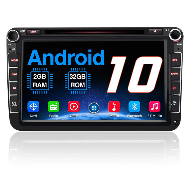 Autoradio für Volkswagen/Seat/Skoda, GPS-Navi, Multimedia-Stereo, integriertes Carplay/Android Auto, SWC, BT, AM/FM, 2 G RAM, 32 G ROM, Haupteinheit AWESAFE