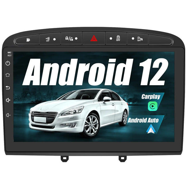 AWESAFE Android 12.0 [2GB+32GB] Radio Coche con Pantalla Táctil 9 Pulgadas para Peugeot 308/408 2007-2013, Autoradio con Carplay/WiFi/Bluetooth/GPS/FM, Admite Mandos Volante y Aparcamiento AWESAFE