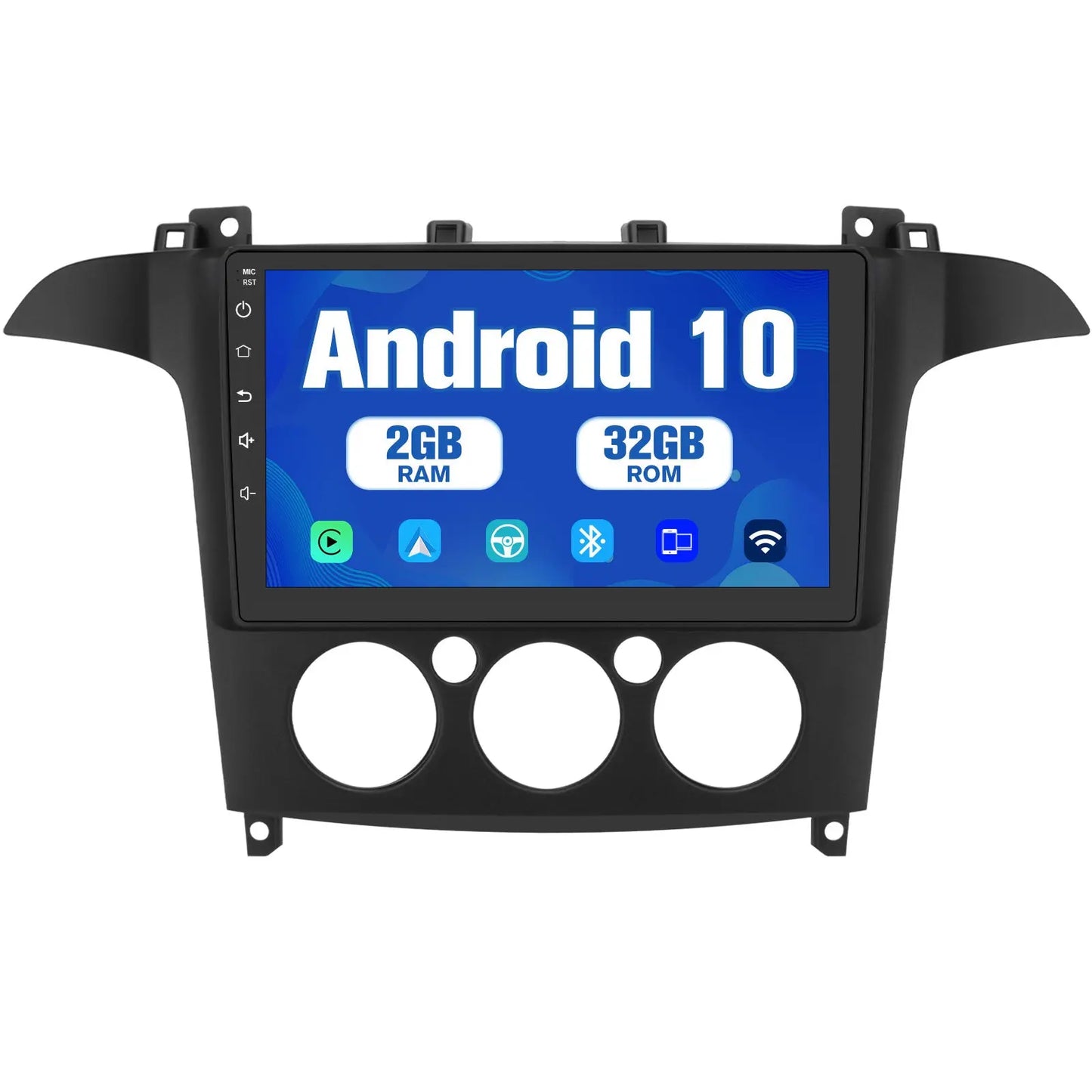 AWESAFE Android 10.0 [2GB+32GB] Radio Coche con Pantalla Táctil 9 Pulgadas para Ford S-MAX 2007-2008, Autoradio con Carplay/WiFi/Bluetooth/GPS/FM, Apoya Mandos Volante y Aparcamiento AWESAFE