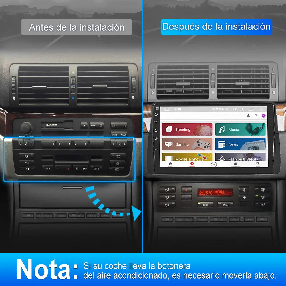 AWESAFE Android 12.0 [2GB+32GB] Radio Coche para BMW E46/Rover 75/MG ZT con Pantalla Táctil 9 Pulgadas, Autoradio con Carplay/Android Auto/Bluetooth/GPS/FM, Apoya Mandos Volante y Aparcamiento AWESAFE