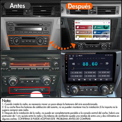 AWESAFE Android 12.0 [2GB+32GB] Radio Coche con Pantalla Táctil 9 Pulgadas para BMW Serie 3 E90/E91/E92/E93, Autoradio con Carplay/Android Auto/Bluetooth/GPS/FM, Apoya Mandos Volante y Aparcamiento AWESAFE