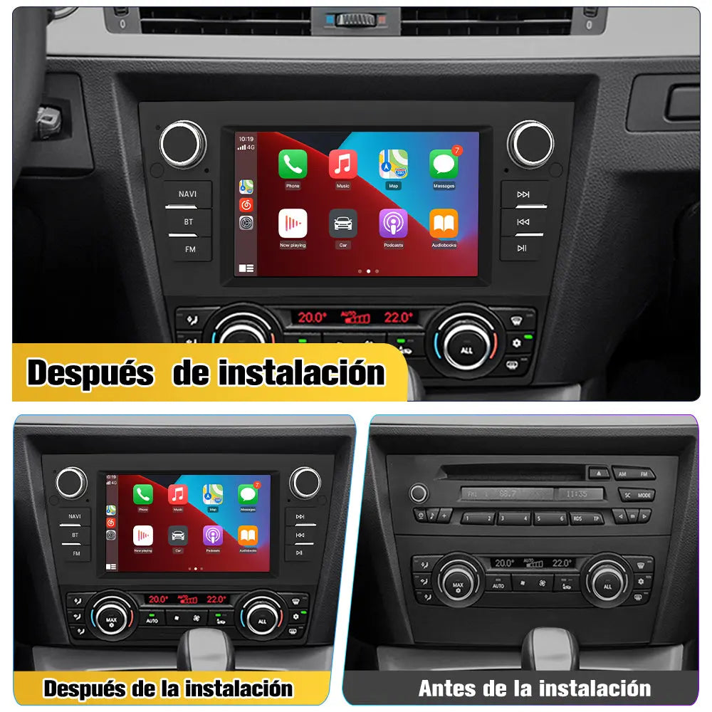 AWESAFE Android 12.0 [2GB+32GB] Radio Coche con Pantalla Táctil 7” para BMW Serie 3 E90/E91/E92/E93, Autoradio con Carplay/Android Auto/Bluetooth/GPS/FM, Apoya Mandos Volante y Aparcamiento AWESAFE