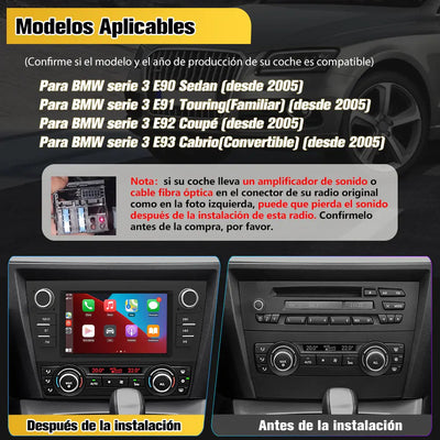 AWESAFE Android 12.0 [2GB+32GB] Radio Coche con Pantalla Táctil 7” para BMW Serie 3 E90/E91/E92/E93, Autoradio con Carplay/Android Auto/Bluetooth/GPS/FM, Apoya Mandos Volante y Aparcamiento AWESAFE