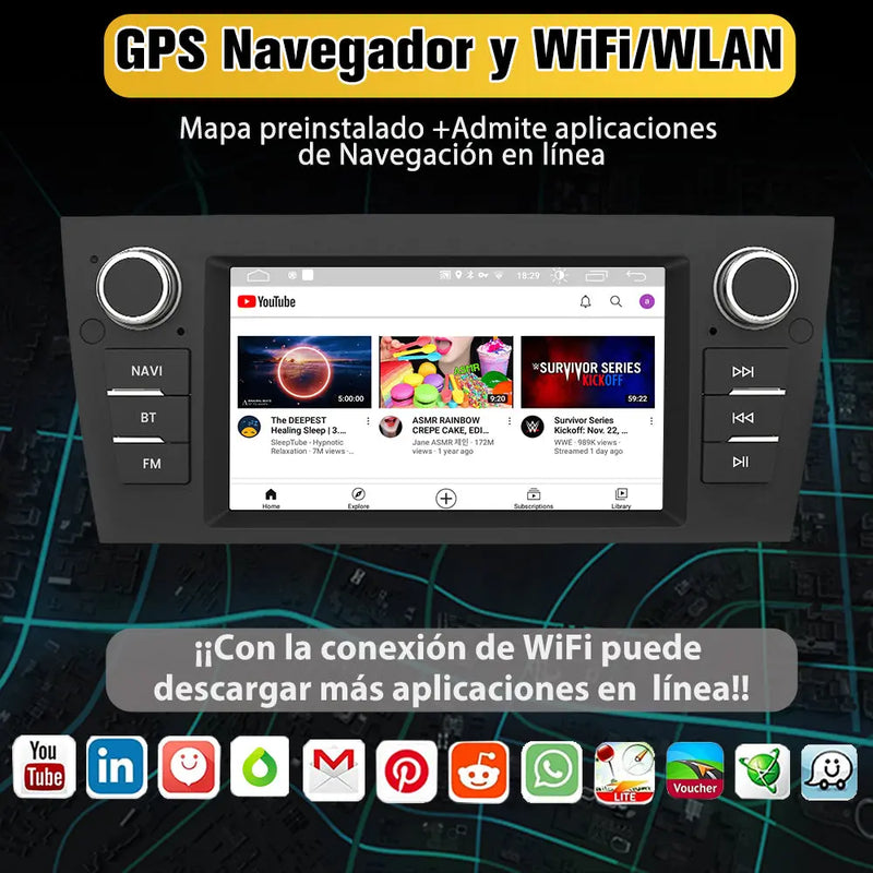 AWESAFE Android 12.0 [2GB+32GB] Radio Coche con Pantalla Táctil 7” para BMW Serie 3 E90/E91/E92/E93, Autoradio con Carplay/Android Auto/Bluetooth/GPS/FM, Apoya Mandos Volante y Aparcamiento AWESAFE