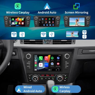 AWESAFE Android 12.0 [2GB+32GB] Car Radio with 7 inch Touch Screen for BMW 3 Series E90/E91/E92/E93, Autoradio with Carplay/Android Auto/Bluetooth/GPS/FM, Supports Steering Wheel and Parking Controls AWESAFE