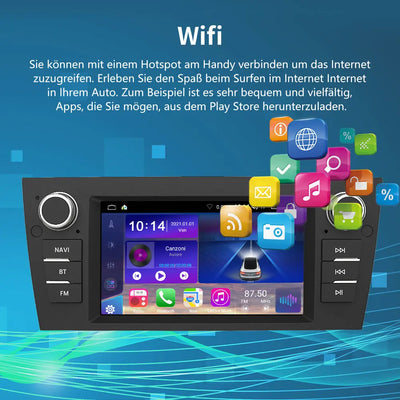 AWESAFE Android 12.0 [2GB+32GB] Car Radio with 7 inch Touch Screen for BMW 3 Series E90/E91/E92/E93, Autoradio with Carplay/Android Auto/Bluetooth/GPS/FM, Supports Steering Wheel and Parking Controls AWESAFE