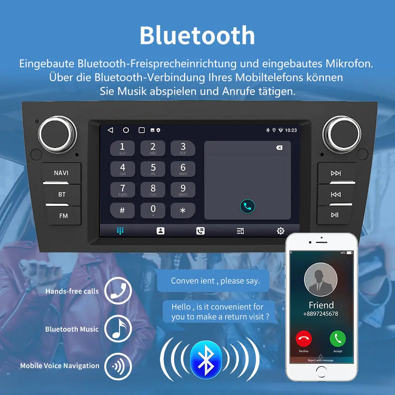 AWESAFE Android 12.0 [2GB+32GB] Car Radio with 7 inch Touch Screen for BMW 3 Series E90/E91/E92/E93, Autoradio with Carplay/Android Auto/Bluetooth/GPS/FM, Supports Steering Wheel and Parking Controls AWESAFE