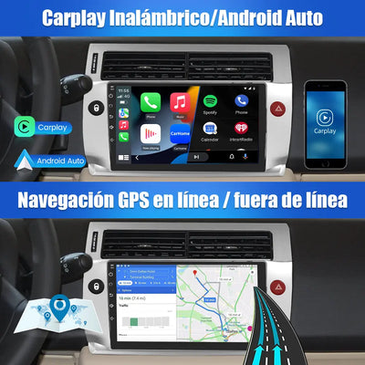 AWESAFE Android 12.0[2GB+32GB] Radio de Coche Citroen C4 2004-2009 con Carplay Inalámbrico/Android Auto,9 Pulgadas con Pantalla Táctil con Bluetooth/WiFi/GPS/DSP/RDS/FM,Apoyo Mandos del Volante AWESAFE