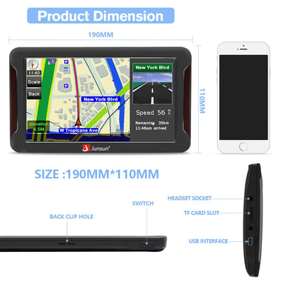 GPS Navigation for Car 7 Inch Vehicle GPS Navigation North America Lifetime Maps AWESAFE