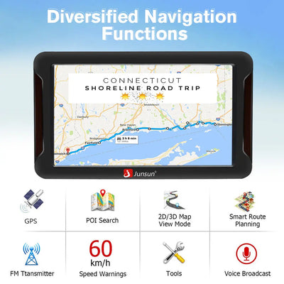 GPS Navigation for Car 7 Inch Vehicle GPS Navigation North America Lifetime Maps AWESAFE