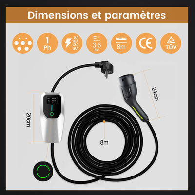 AWESAFE Tragbares EV-Ladeger (240V,16A)for véhicule électrique de type 2Wallbox mobile de  pour véhicules électriques Degré d'étanchéité lP65/IP55 AWESAFE