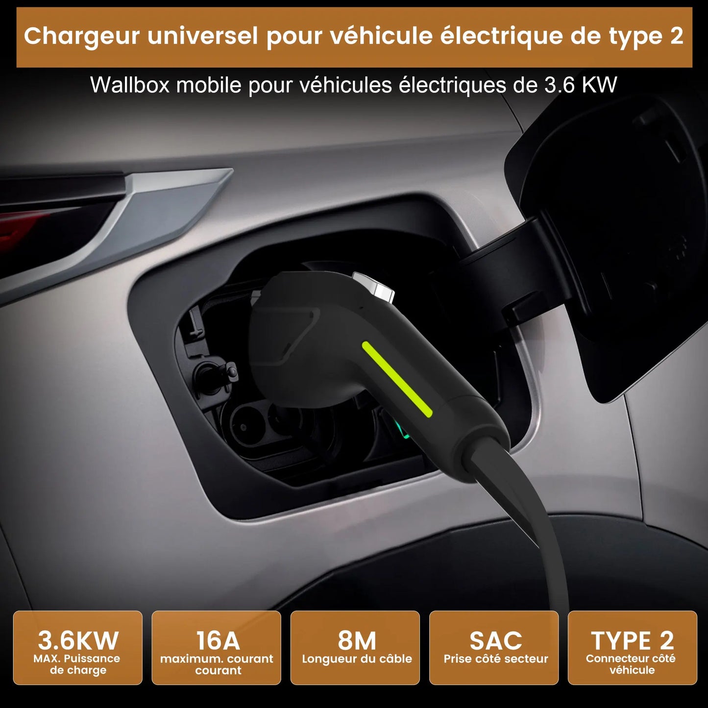 AWESAFE Tragbares EV-Ladeger (240V,16A)for véhicule électrique de type 2Wallbox mobile de  pour véhicules électriques Degré d'étanchéité lP65/IP55 AWESAFE