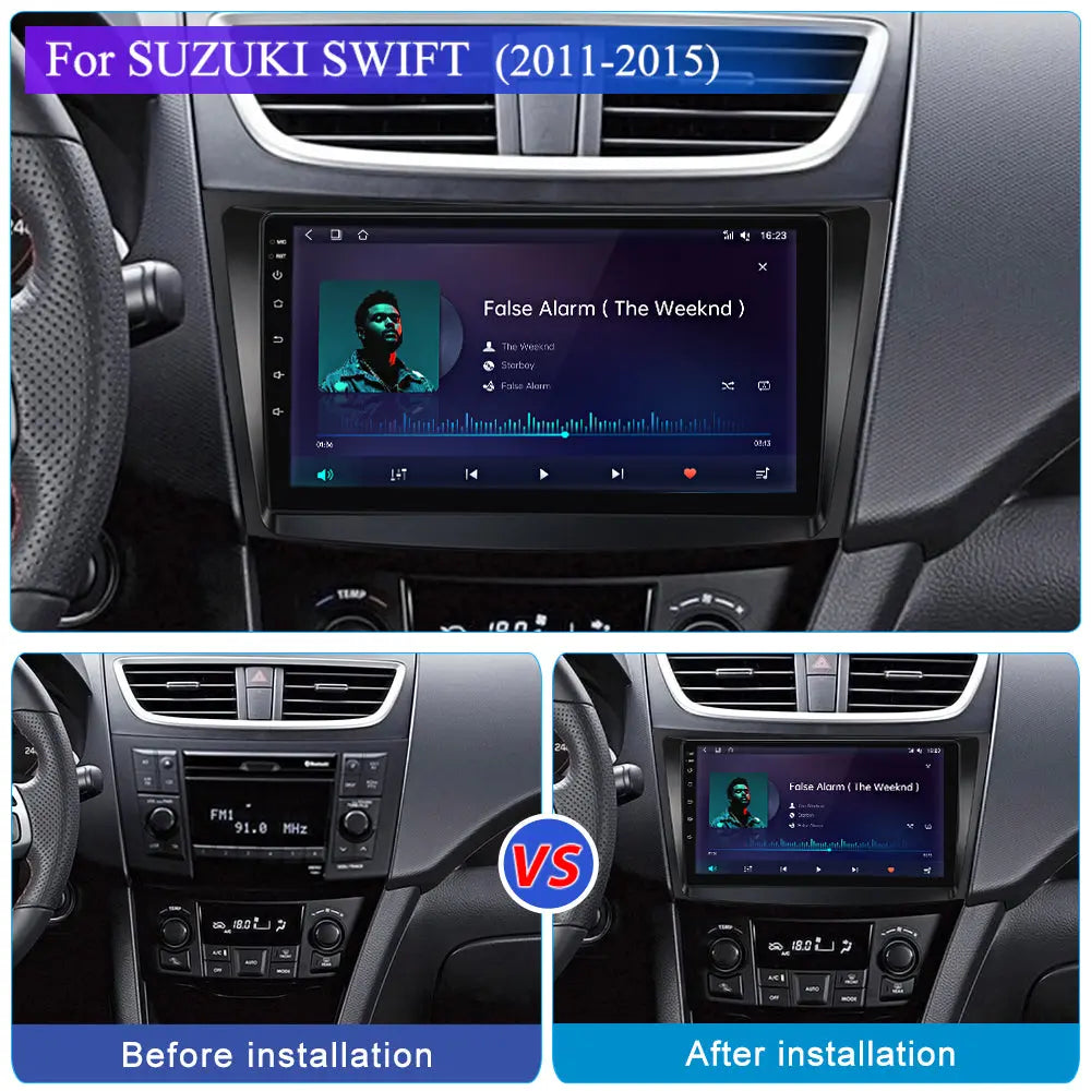 AWESAFE Car Stereo Radio for Suzuki Swift 2011-2015 9Inch Android 12" Car Radio CarPlay & Android Auto Mirror Link GPS Navi Bluetooth WiFi USB DAB GPS Navigation Car Audio FM/AM Radio MP3/MP4/WMA/JPEG AWESAFE