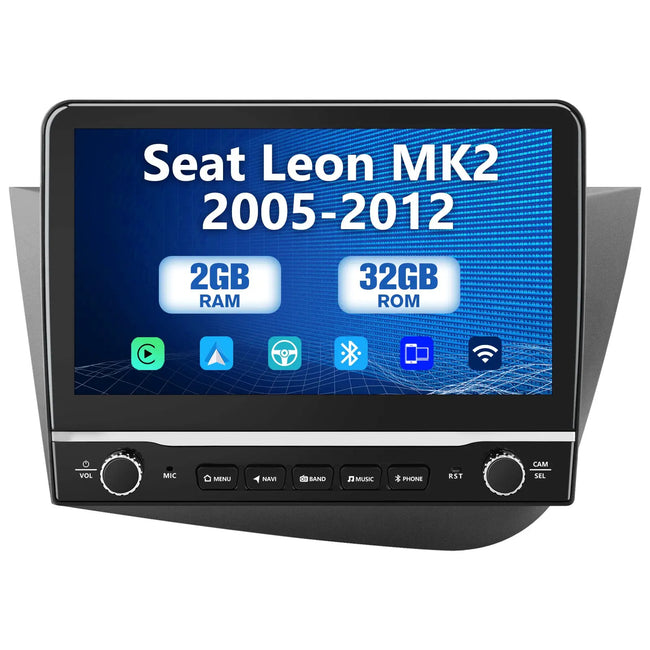 AWESAFE [Android 12.0 2GB+32GB] 10.1 Pulgadas Pantalla Seat Leon MK2 2005-2012 con Carplay/AndroidAuto, Pantalla Táctil con 28 Interfaces de Temas/WiFi/GPS/Bluetooth/DSP/RDS/USB/FM/MirrorLink AWESAFE