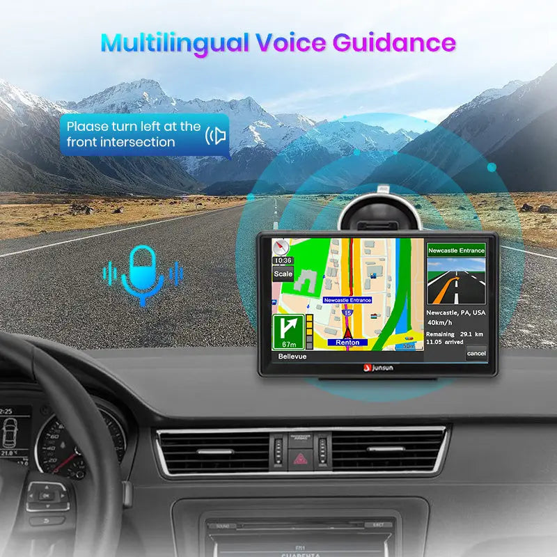 Navegación GPS de 7 pulgadas con Bluetooth, FM, alertas de velocidad y mapas de América del Norte de por vida para vehículos recreativos, camiones y vehículos de 12 y 24 V CC. AWESAFE