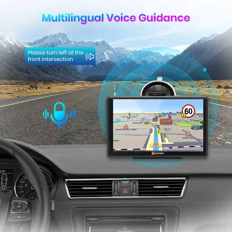 Navegación GPS de 7 pulgadas con Bluetooth, FM, alertas de velocidad y mapas de América del Norte de por vida para vehículos recreativos, camiones y vehículos de 12 y 24 V CC. AWESAFE