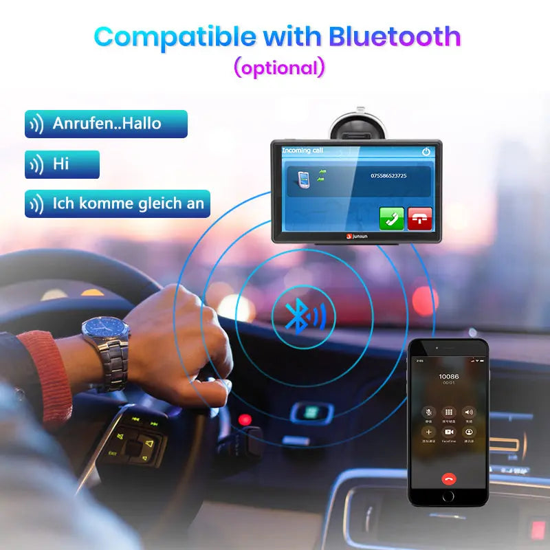 Navegación GPS de 7 pulgadas con Bluetooth, FM, alertas de velocidad y mapas de América del Norte de por vida para vehículos recreativos, camiones y vehículos de 12 y 24 V CC. AWESAFE