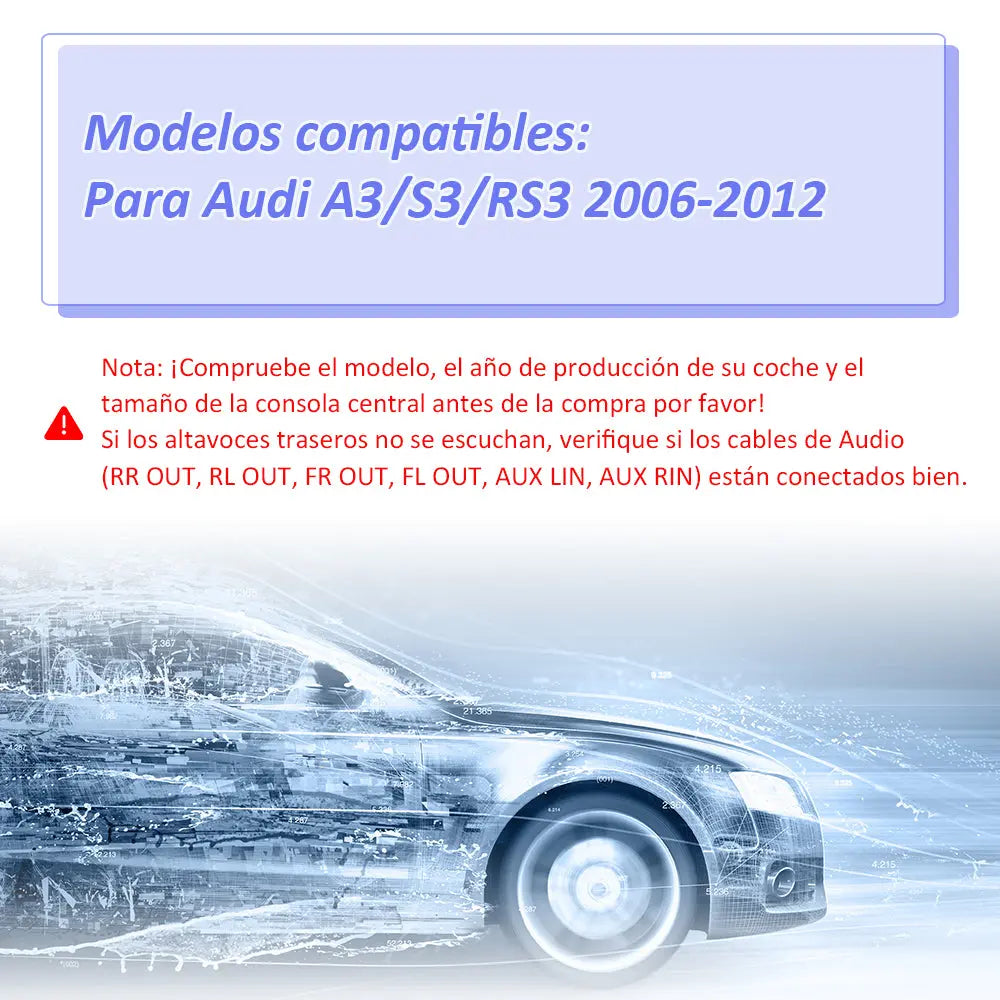 AWESAFE Radio Coche 7 Pulgadas con Pantalla Táctil 2 DIN para Audi A3/S3/RS3 2006-2012, Autoradio con Bluetooth/GPS/FM/RDS/CD DVD/USB/SD/RCA, Apoyo Mandos Volante, Mirrorlink y Aparcamiento AWESAFE