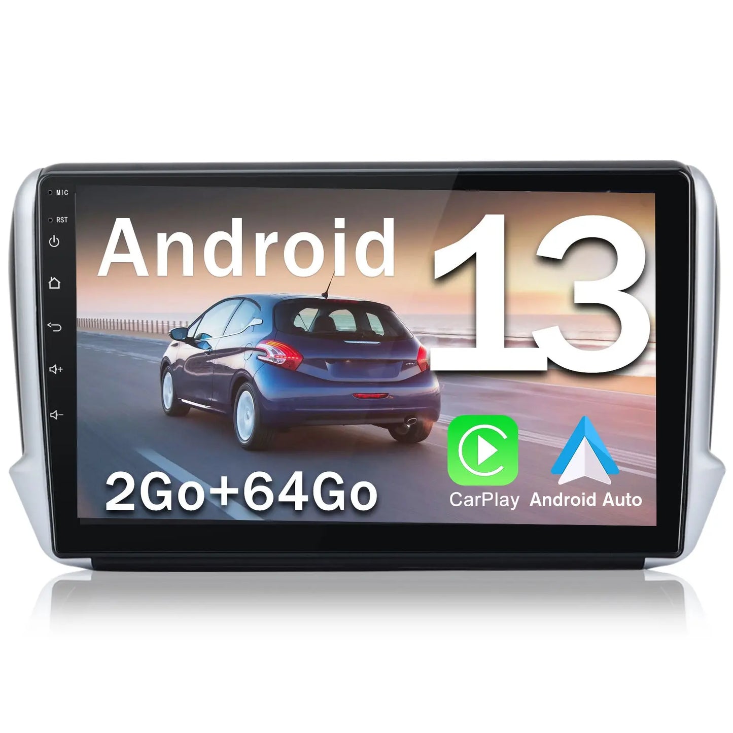 Radio Android pour Peugeot 2015 Para Peugeot 208/2008 intégré Carplay/Android Auto SWC BT AM/FM AWESAFE