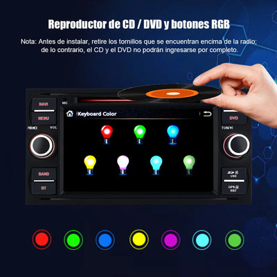 AWESAFE Radio Coche 7 Pulgadas para Ford con Pantalla Táctil 2 DIN, Autoradio de Ford con Bluetooth/GPS/FM/RDS/CD DVD/USB/SD, Apoyo Mandos Volante, Mirrorlink y Aparcamiento (Negra) AWESAFE