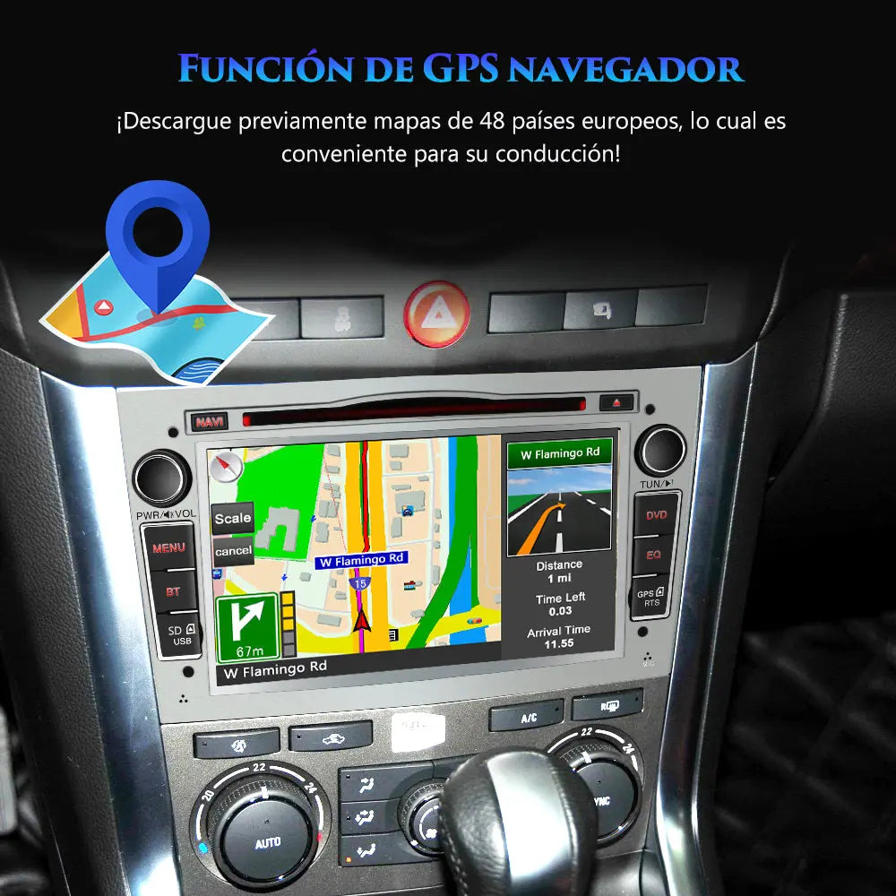 AWESAFE Radio Coche 7 Pulgadas con Pantalla Táctil 2 DIN para Opel, Opel Autoradio con Bluetooth/GPS/FM/RDS/CD DVD/USB/SD, Apoyo Mandos Volante, Mirrorlink y Aparcamiento (Plata) AWESAFE