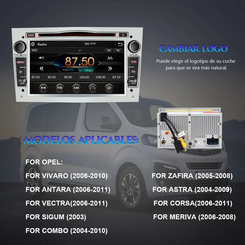 AWESAFE Radio Coche 7 Pulgadas con Pantalla Táctil 2 DIN para Opel, Opel Autoradio con Bluetooth/GPS/FM/RDS/CD DVD/USB/SD, Apoyo Mandos Volante, Mirrorlink y Aparcamiento (Plata) AWESAFE