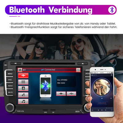 AWESAFE Car Radio with 2 DIN Touch Screen for VW Golf, Autoradio 7 Inch with Bluetooth/GPS/FM/RDS/CD DVD/USB/SD, Support Steering Wheel Controls, Mirrorlink and GPS Navigation AWESAFE