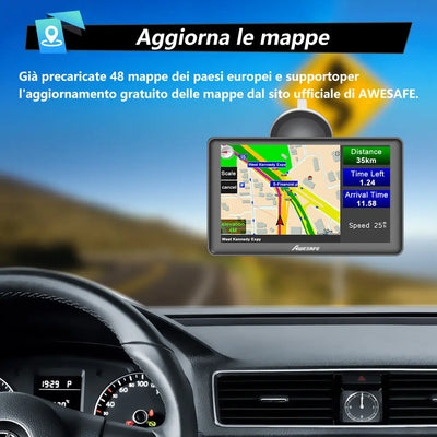 AWESAFE Navigatore7 Pollici Navigatore AutoPossiamo usarlo per Auto /Camion / Pedoni/ Biciclette /Emergenza / Autobus / Taxi AWESAFE