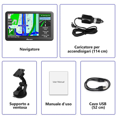 AWESAFE Navigatore7 Pollici Navigatore AutoPossiamo usarlo per Auto /Camion / Pedoni/ Biciclette /Emergenza / Autobus / Taxi AWESAFE