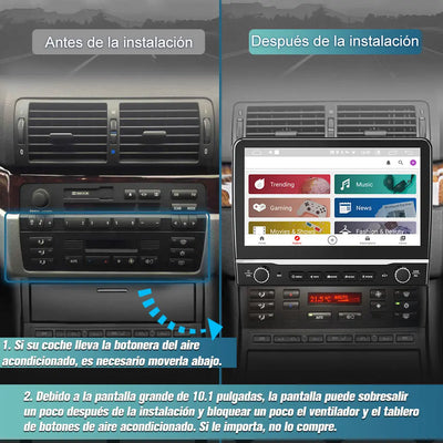 AWESAFE Android 12.0 [2GB+32GB] Radio Coche para BMW E46 con Pantalla Táctil 10.1” y Panel de Tecla, Autoradio con Carplay/Android Auto/Bluetooth/GPS/FM/RDS/USB, Apoya Mandos Volante y Aparcamiento AWESAFE